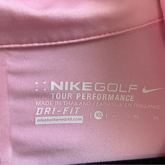 Nike Golf Tour Performance Pink Dri-fit mock neck 1/2 zip short sleeve Sz XL - Picture 5 of 8